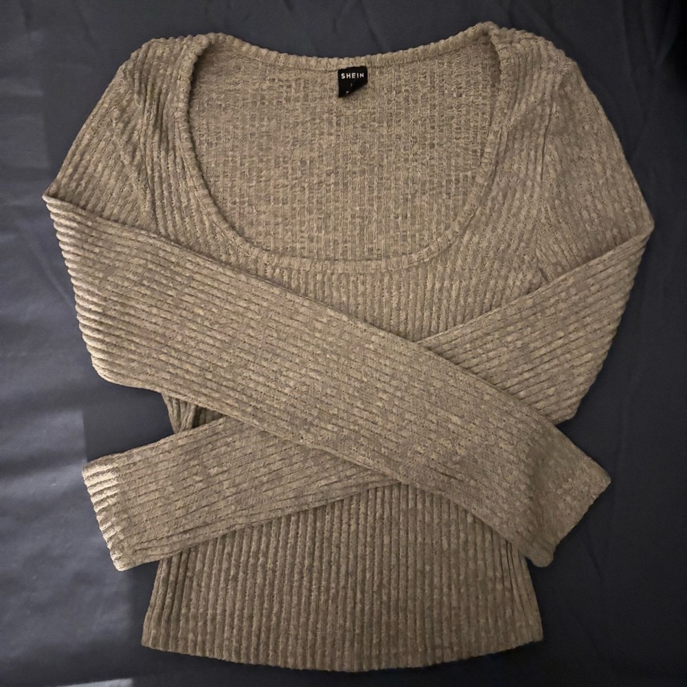 SHEIN Women's Ribbed Long Sleeve - Tan